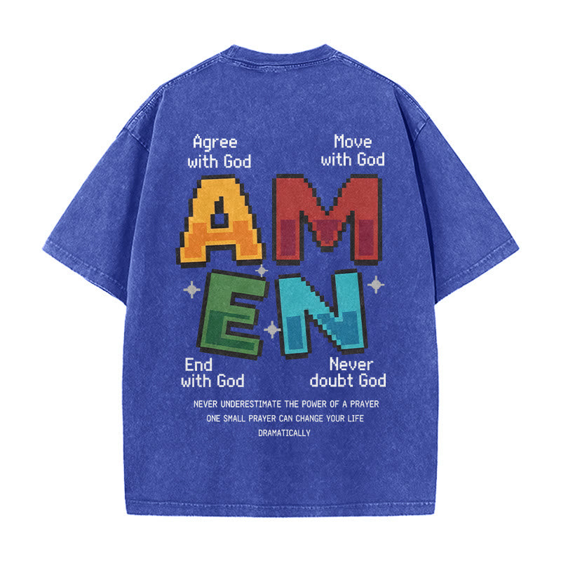 Christianartworkshop Amen Pixel Art Agree Move End Never Acronym Front And Back Print Washed T-Shirt - image 23