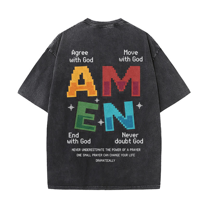 Christianartworkshop Amen Pixel Art Agree Move End Never Acronym Front And Back Print Washed T-Shirt - image 8
