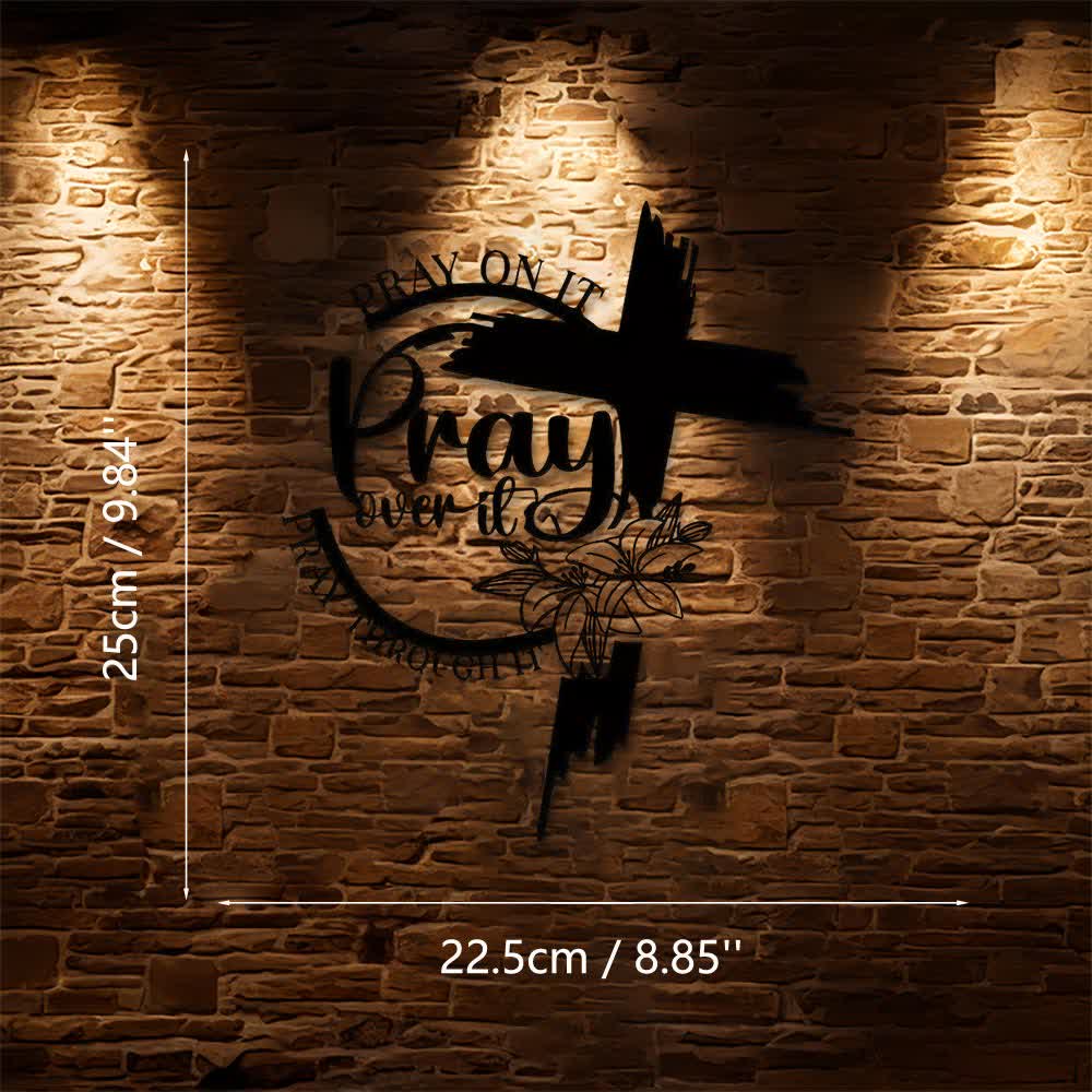 Christianartworkshop Decorazione murale in metallo in stile moderno con citazione "Prega per questo" - Nero - 8,85"*9,84"*0,04"/22,5*25*0,1 cm - image 5
