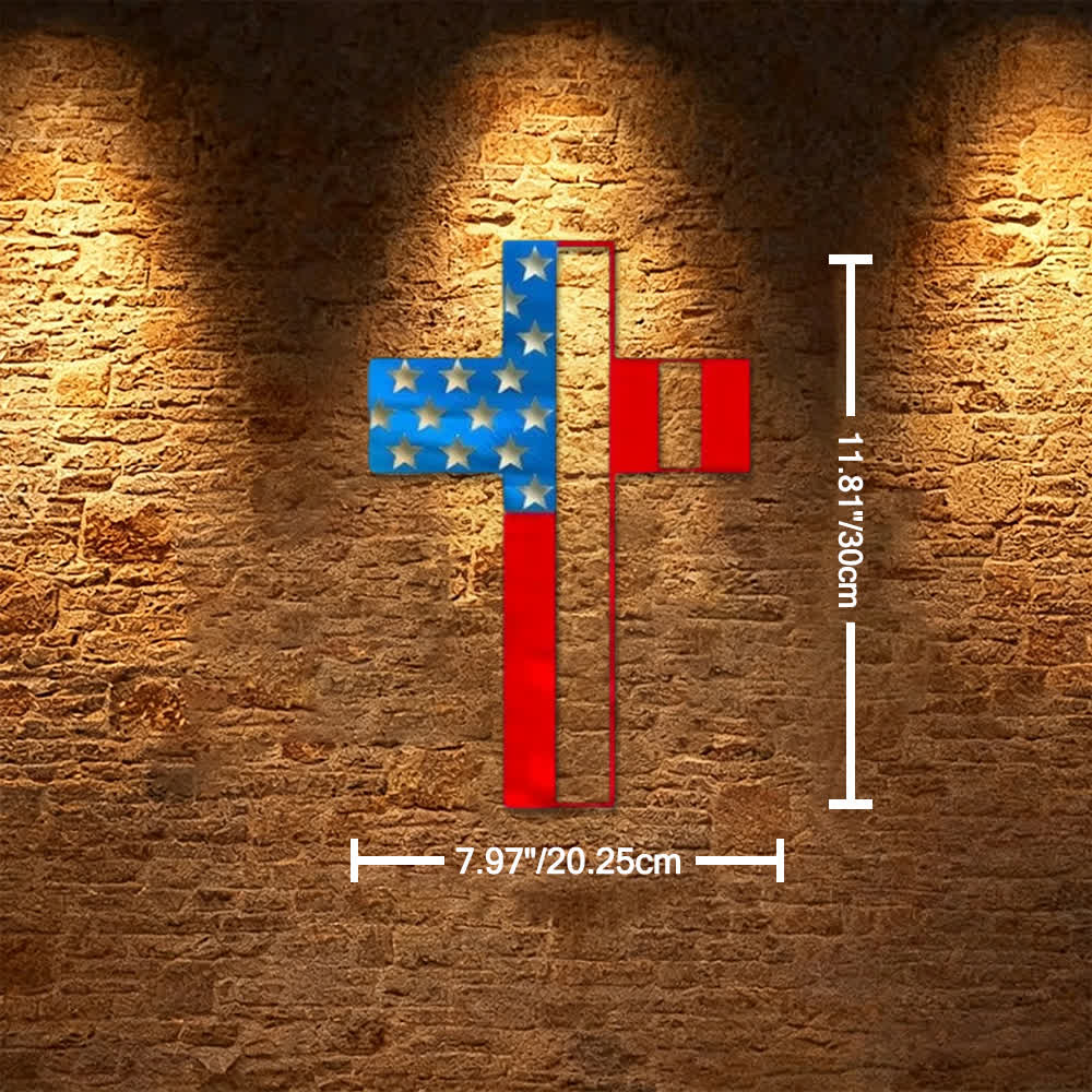 Christianartworkshop Decorazione murale in metallo a forma di croce con stelle e strisce: simbolo intramontabile di fede e patrimonio americano. - 7,97''*11,81''/20,25*30 cm - image 4