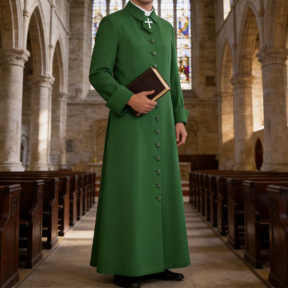 Christianartworkshop Abito da pastore femminile con colletto a croce e silhouette femminile Abito da clero femminile - Verde - 3XL - image 12