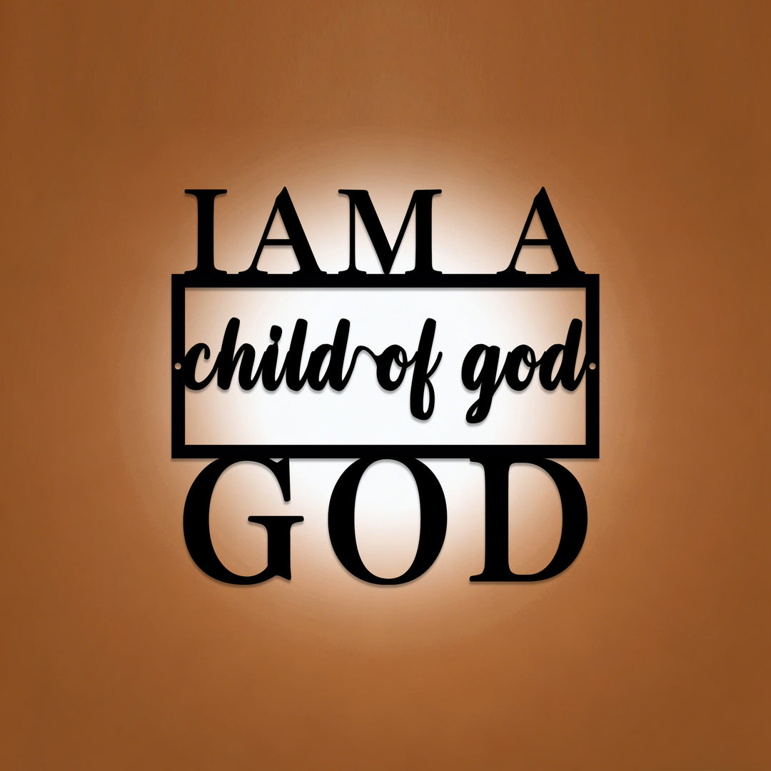 Christianartworkshop Decorazione murale in metallo con scritta tipografica "I Am A Child Of God": un testamento senza tempo di appartenenza. - 14,65''*15,75''*0,04"/37,21*40*0,1 cm - image 0