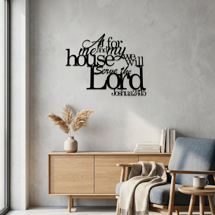 Christianartworkshop Quanto a me e alla mia casa, serviremo il Signore. Giosuè 24:15 Decorazione murale in metallo: una dichiarazione di fede familiare - image 4