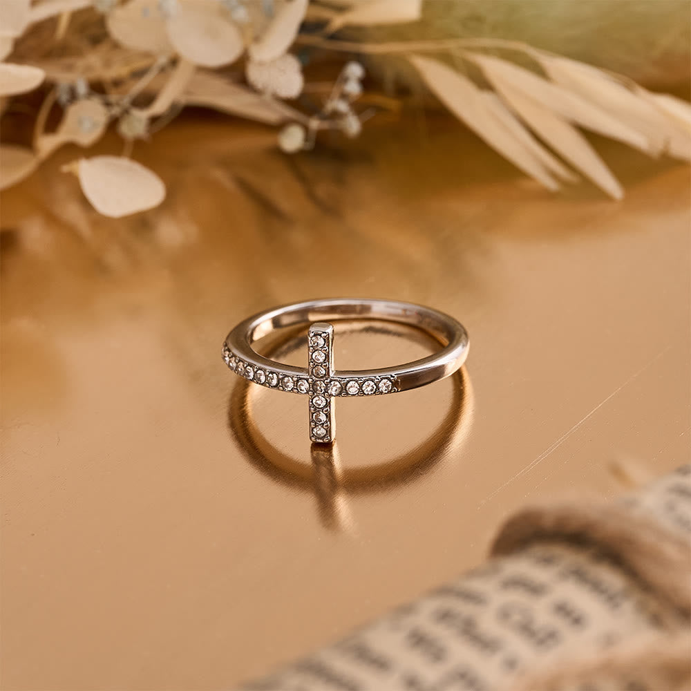 Christianartworkshop Delicato anello con croce laterale in zirconi e incastonatura integrale: un promemoria di una grazia divina discreta. - Argento - US 13 - image 11