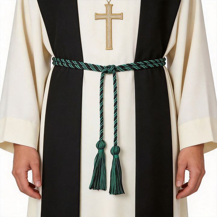 Christianartworkshop Cintura clericale con nappe ornate: simbolo della vocazione sacerdotale. - Verde - image 8