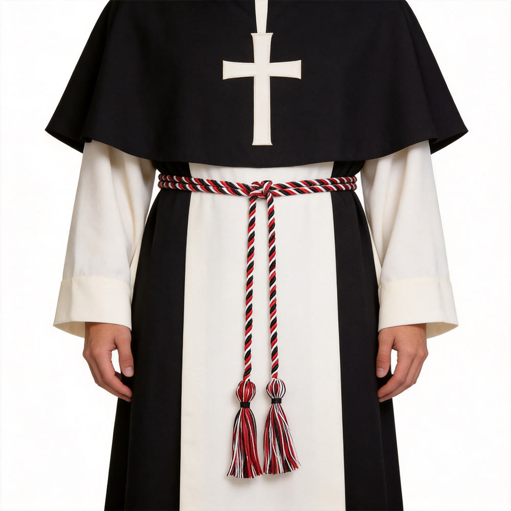 Christianartworkshop Cintura clericale con nappe ornate: simbolo della vocazione sacerdotale. - Bianco, Rosso e Nero - image 4