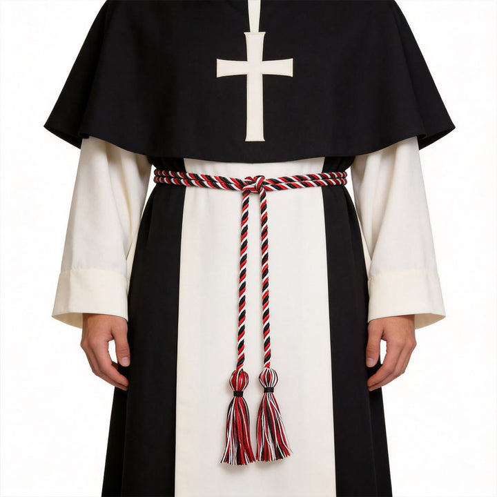 Christianartworkshop Cintura clericale con nappe ornate: simbolo della vocazione sacerdotale. - Bianco, Rosso e Nero - image 4