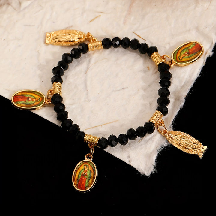 Christianartworkshop Braccialetto finemente lavorato con perline e ciondoli raffiguranti la Madonna di Guadalupe e San Giuda: un ricordo di amore sacro. - image 9
