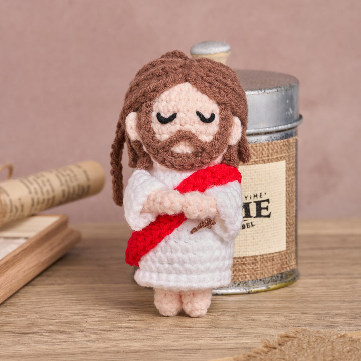 Christianartworkshop Pedana per auto Jesus Amigurumi fatta a mano all'uncinetto: un simbolo di conforto divino - image 3