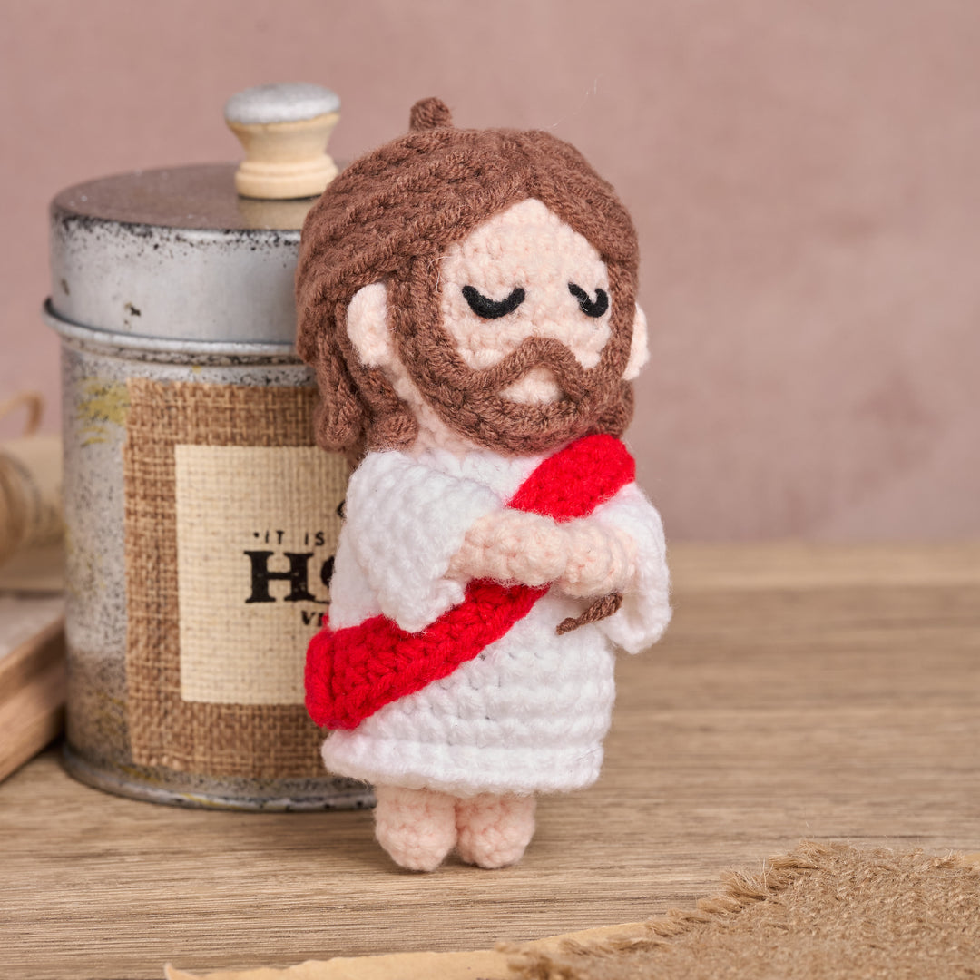 Christianartworkshop Pedana per auto Jesus Amigurumi fatta a mano all'uncinetto: un simbolo di conforto divino - image 5