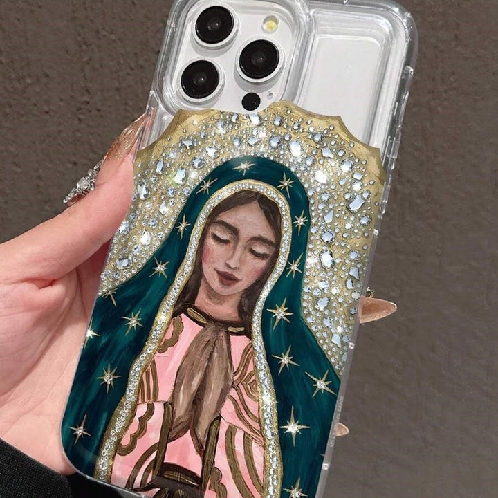 Christianartworkshop Cover per cellulare artistica con l'immagine della Vergine di Guadalupe e aureola di cristallo: un promemoria della grazia celeste. - iPhone 7 - image 0