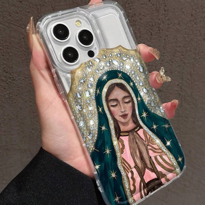 Christianartworkshop Cover per cellulare artistica con l'immagine della Vergine di Guadalupe e aureola di cristallo: un promemoria della grazia celeste. - image 2