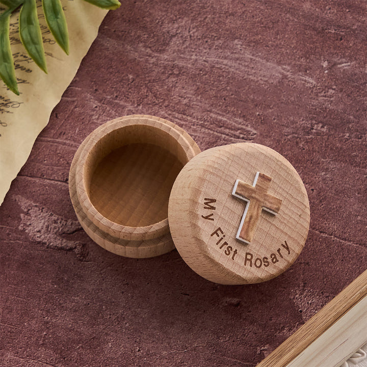 Christianartworkshop Il mio primo rosario: cofanetto in legno con emblema a croce, simbolo di sacri inizi. - Marrone - image 4