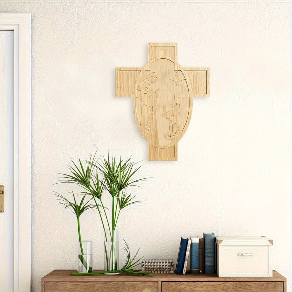 Christianartworkshop Decorazione murale con croce in legno raffigurante la Natività: un promemoria dell'amore di Dio. - image 3