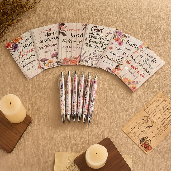 Set regalo Christianartworkshop con penne motivazionali a croce floreale e quaderni con versetti biblici - image 7