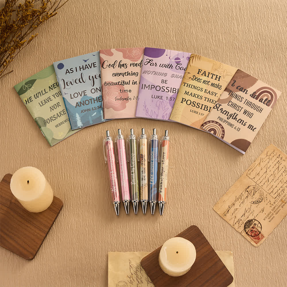 Set regalo Christianartworkshop con penne motivazionali a croce floreale e quaderni con versetti biblici - image 18