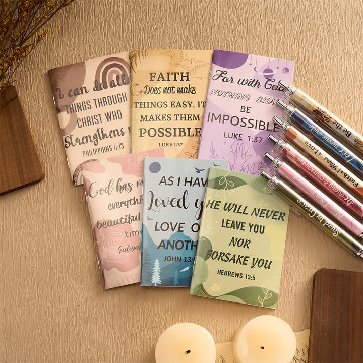 Set regalo Christianartworkshop con penne motivazionali a croce floreale e quaderni con versetti biblici - D - image 17