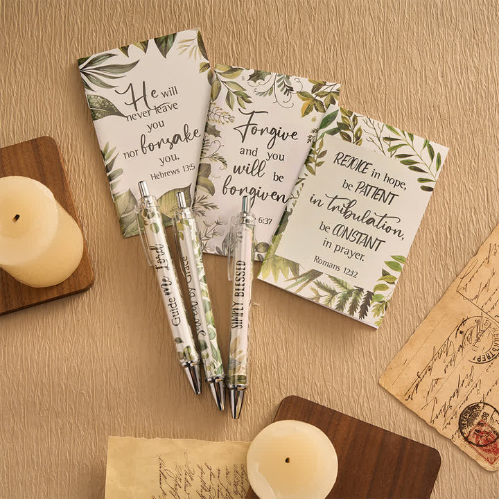 Set regalo Christianartworkshop con penne motivazionali a croce floreale e quaderni con versetti biblici - image 26