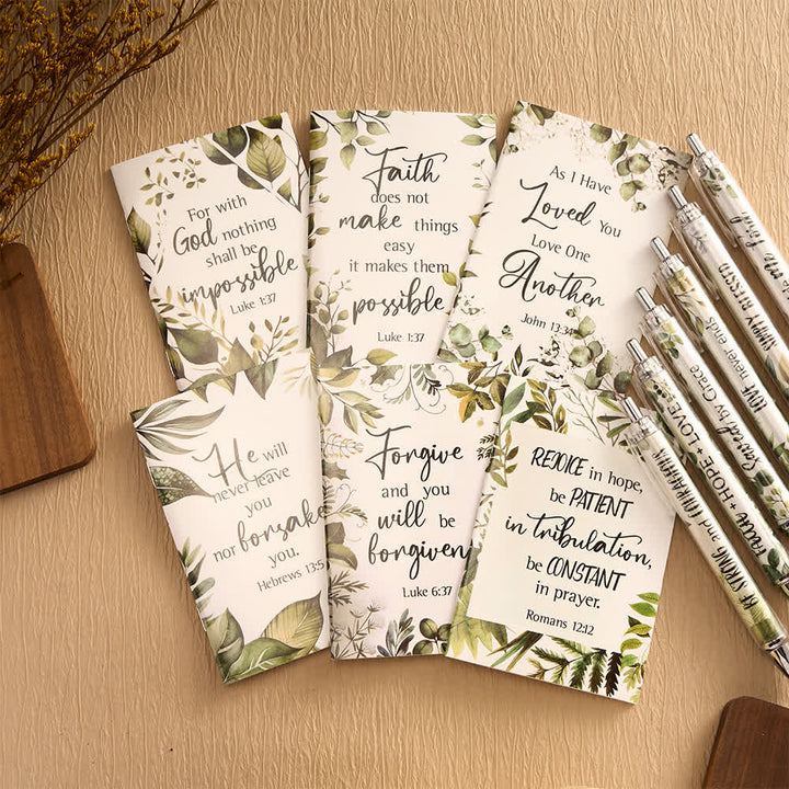 Set regalo Christianartworkshop con penne motivazionali a croce floreale e quaderni con versetti biblici - E - image 23
