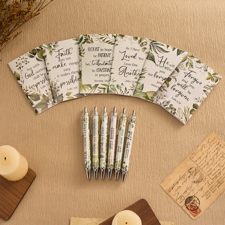 Set regalo Christianartworkshop con penne motivazionali a croce floreale e quaderni con versetti biblici - image 24