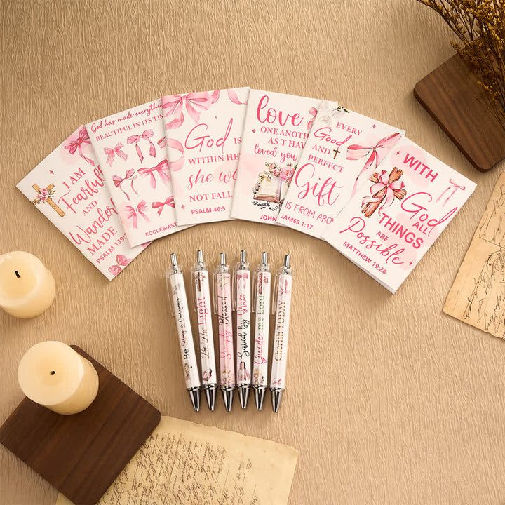 Set regalo Christianartworkshop con penne motivazionali a croce floreale e quaderni con versetti biblici - image 34