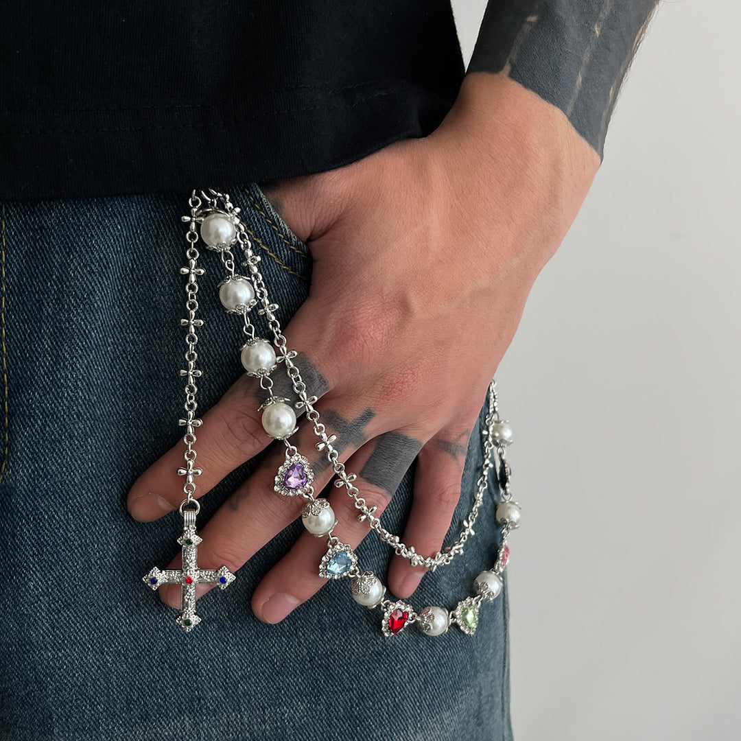 Christianartworkshop Collana a croce con zirconi colorati a più strati: simbolo di fede e stile street - Argento Stile A - image 3