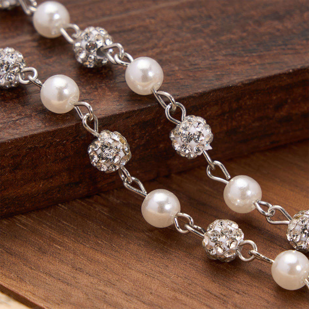 Christianartworkshop Collana a croce in stile rosario con perle alternate e cristalli pavé: un simbolo di sacra devozione. - image 6