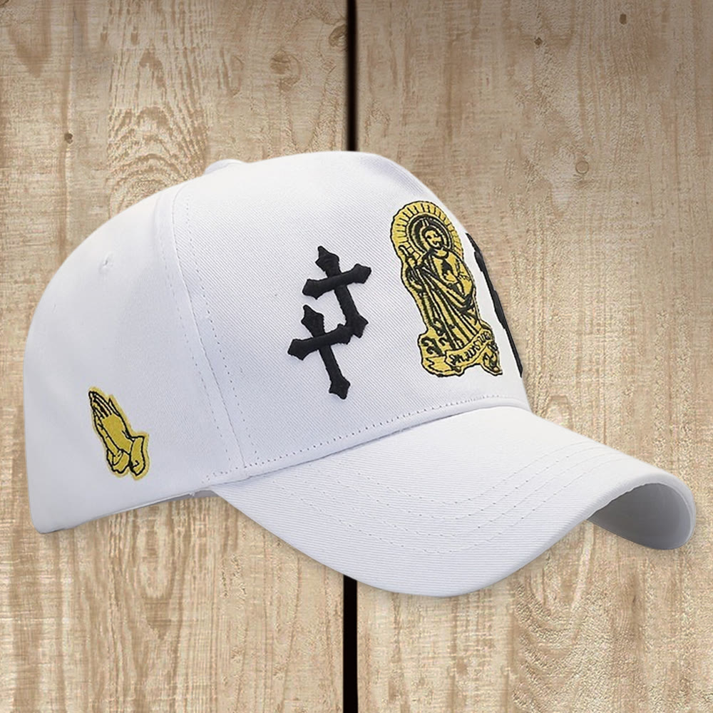 Christianartworkshop Cappellino da baseball classico regolabile con ricamo di San Giuda e Tripla Croce. - Bianco - image 1