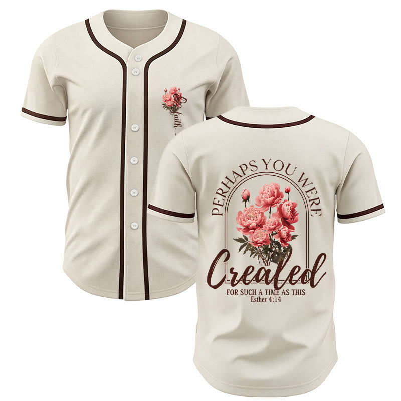 Christianartworkshop "Forse sei stato creato per un tempo come questo" Ester 4:14 Maglia da baseball con stampa di peonia e fede - Beige - 5XL - image 14