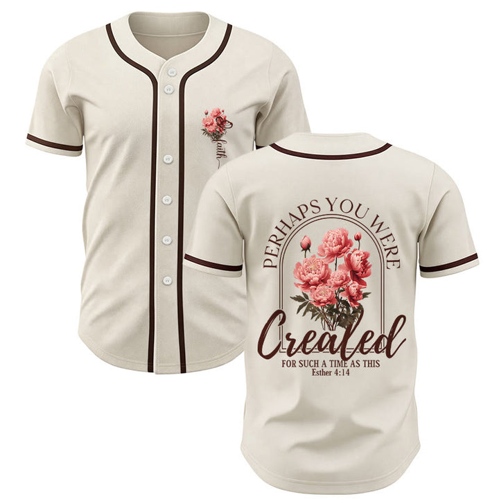 Christianartworkshop "Forse sei stato creato per un tempo come questo" Ester 4:14 Maglia da baseball con stampa di peonia e fede - Beige - 5XL - image 14