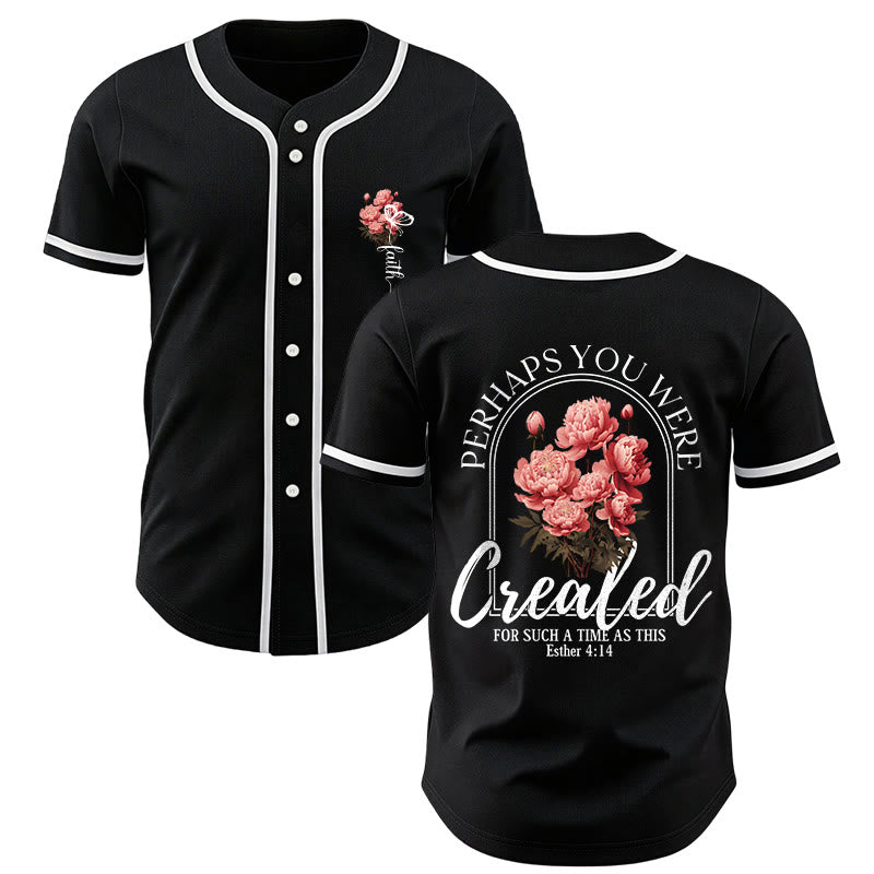 Christianartworkshop "Forse sei stato creato per un tempo come questo" Ester 4:14 Maglia da baseball con stampa di peonia e fede - Nero - 5XL - image 7