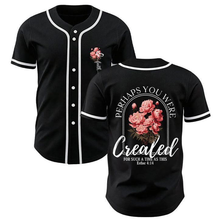Christianartworkshop "Forse sei stato creato per un tempo come questo" Ester 4:14 Maglia da baseball con stampa di peonia e fede - Nero - 5XL - image 7