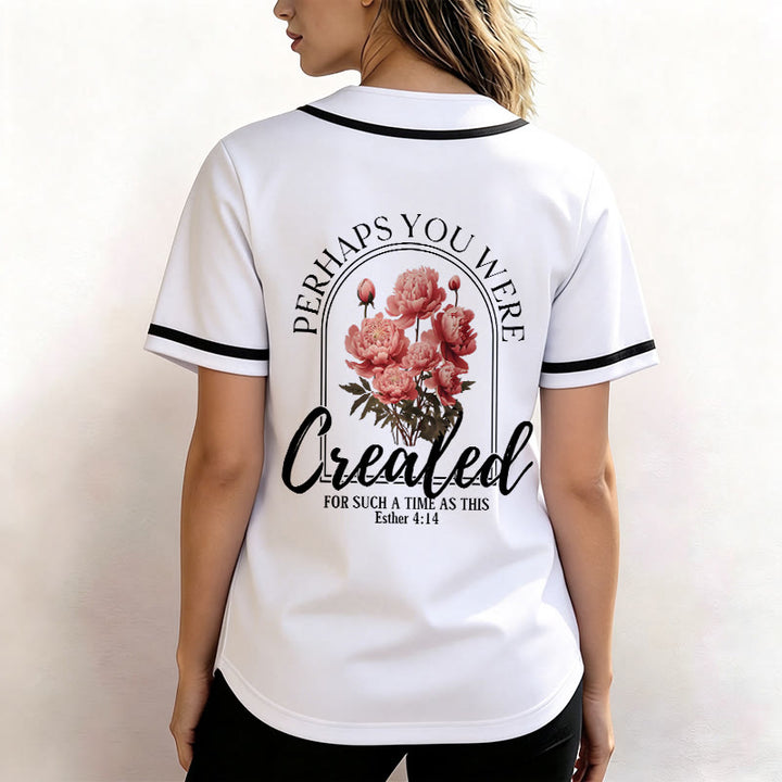 Christianartworkshop "Forse sei stata creata per un tempo come questo" Ester 4:14 Maglia da baseball con bottoni e stampa Peonia Faith - image 5