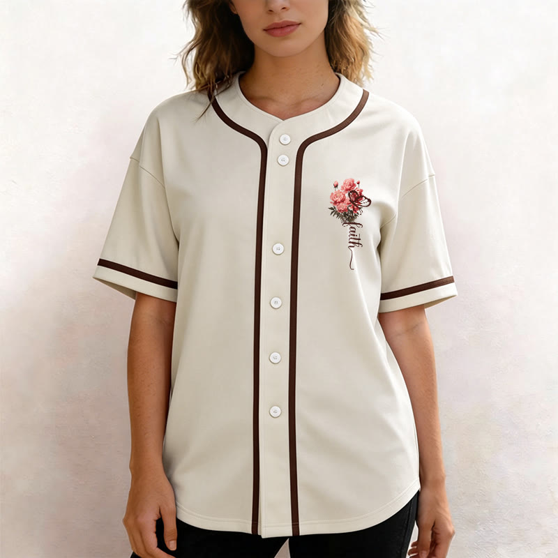 Christianartworkshop "Forse sei stato creato per un tempo come questo" Ester 4:14 Maglia da baseball con stampa di peonia e fede - image 16