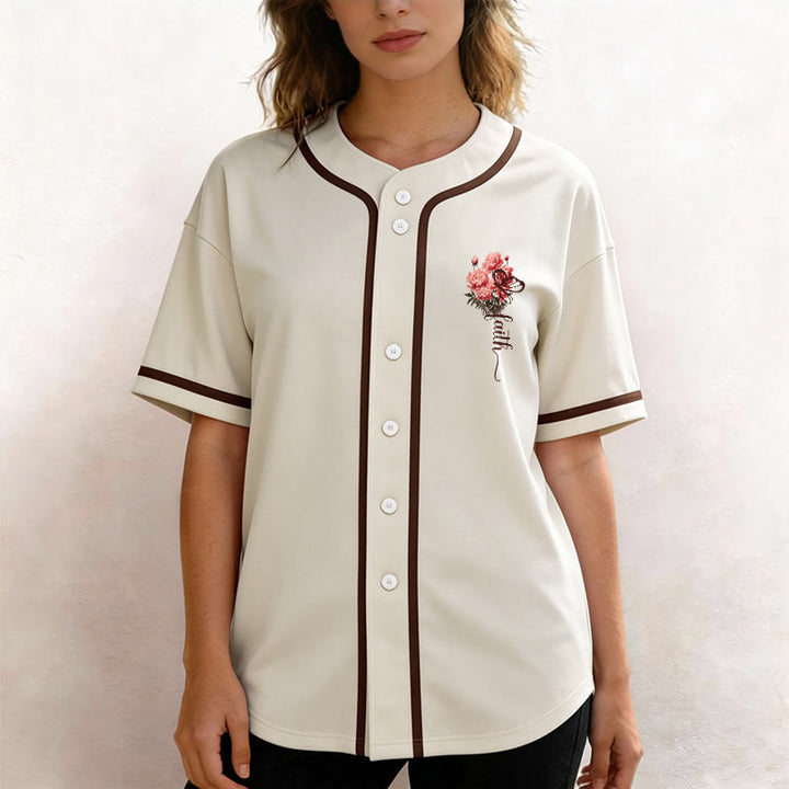 Christianartworkshop "Forse sei stato creato per un tempo come questo" Ester 4:14 Maglia da baseball con stampa di peonia e fede - image 16