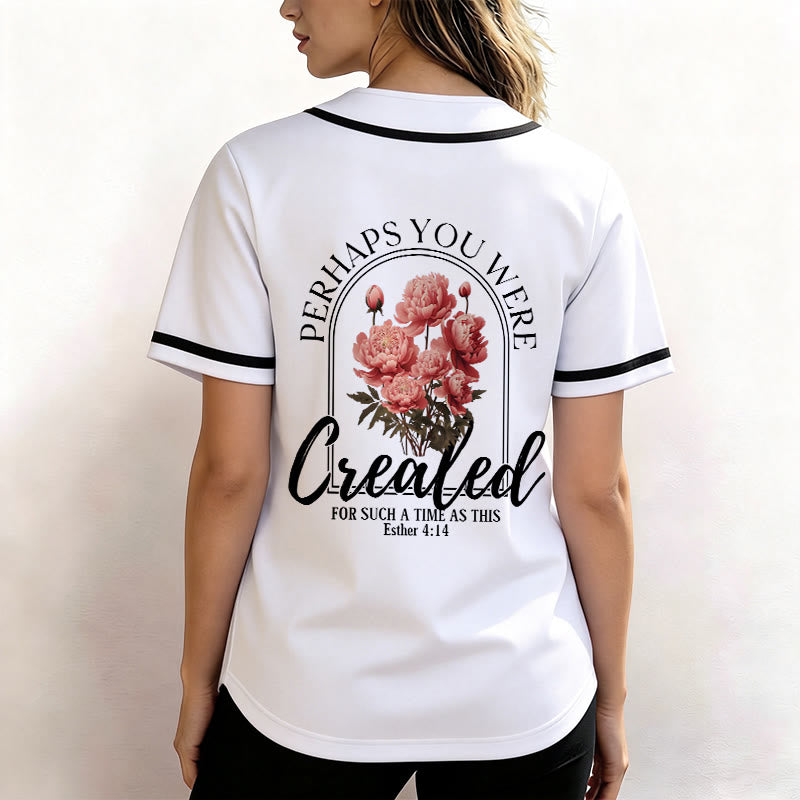 Christianartworkshop "Forse sei stato creato per un tempo come questo" Ester 4:14 Maglia da baseball con stampa di peonia e fede - image 5