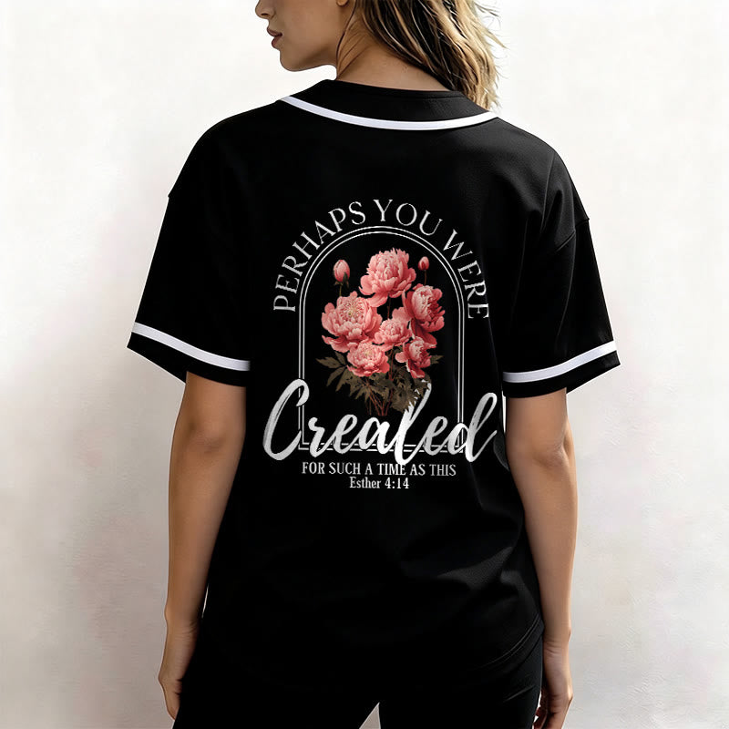 Christianartworkshop "Forse sei stato creato per un tempo come questo" Ester 4:14 Maglia da baseball con stampa di peonia e fede - image 12