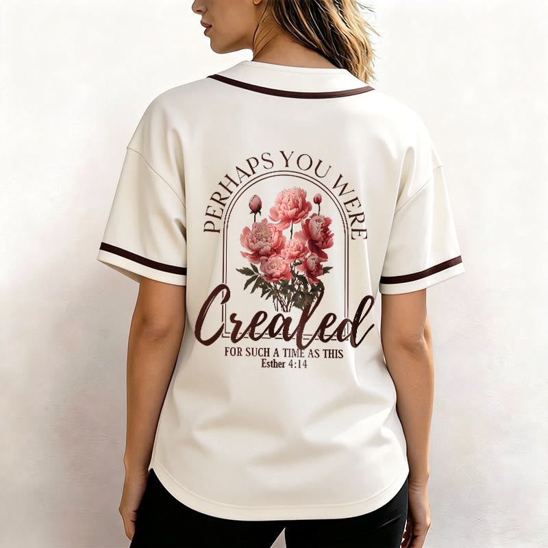 Christianartworkshop "Forse sei stato creato per un tempo come questo" Ester 4:14 Maglia da baseball con stampa di peonia e fede - image 19