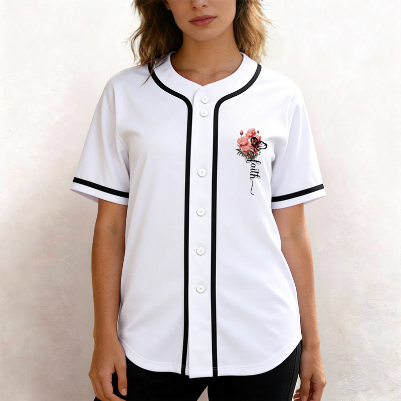 Christianartworkshop "Forse sei stato creato per un tempo come questo" Ester 4:14 Maglia da baseball con stampa di peonia e fede - image 2