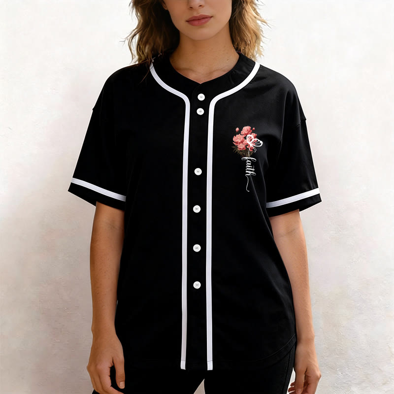 Christianartworkshop "Forse sei stato creato per un tempo come questo" Ester 4:14 Maglia da baseball con stampa di peonia e fede - image 9