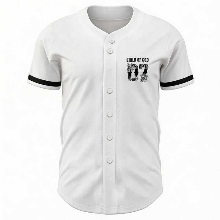 Maglia da baseball numero 07 con bottoni e stampa floreale "Figlio di Dio" Christianartworkshop - image 10