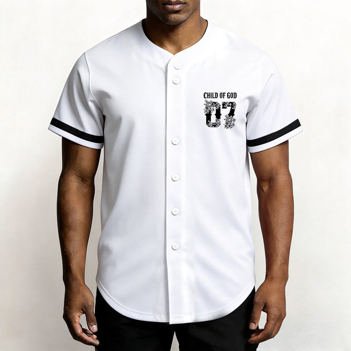 Maglia da baseball numero 07 con bottoni e stampa floreale "Figlio di Dio" Christianartworkshop - image 8