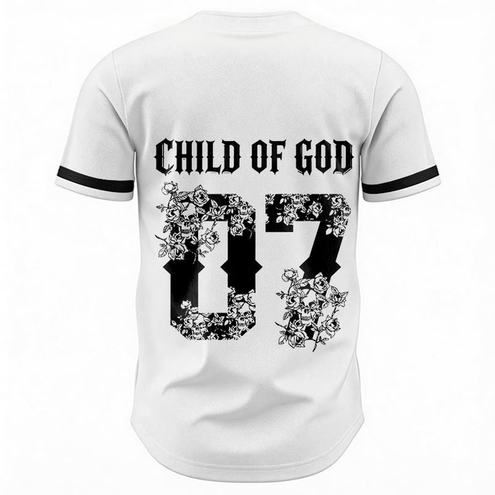 Maglia da baseball numero 07 con bottoni e stampa floreale "Figlio di Dio" Christianartworkshop - image 13