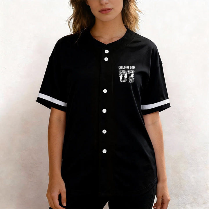 Maglia da baseball numero 07 con bottoni e stampa floreale "Figlio di Dio" Christianartworkshop - image 2