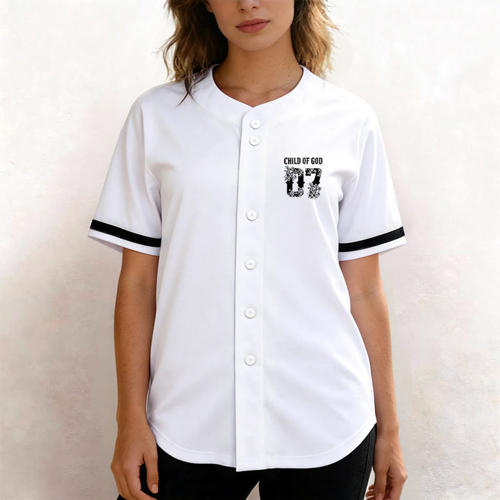 Maglia da baseball numero 07 con bottoni e stampa floreale "Figlio di Dio" Christianartworkshop - image 9