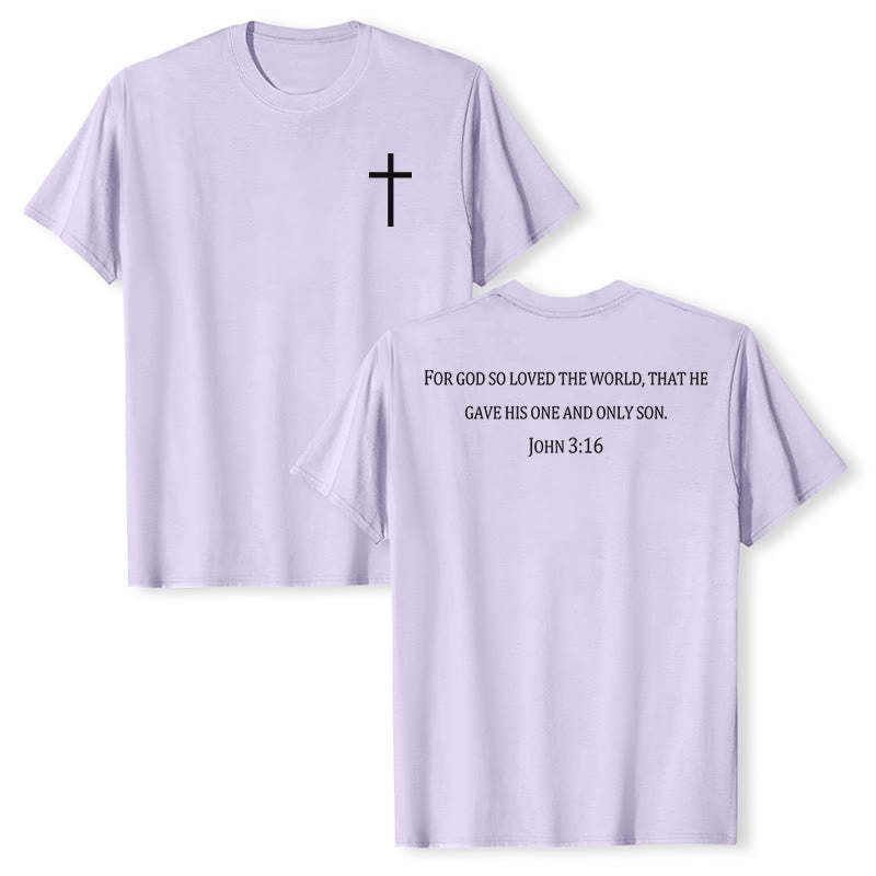 Christianartworkshop Giovanni 3:16 Perché Dio ha tanto amato il mondo - Croce sul petto - Maglietta a maniche corte premium con versetto biblico - Viola - 2XL - image 12