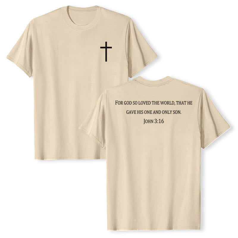 Christianartworkshop Giovanni 3:16 Perché Dio ha tanto amato il mondo - Croce sul petto - Maglietta a maniche corte premium con versetto biblico - Beige - 2XL - image 24