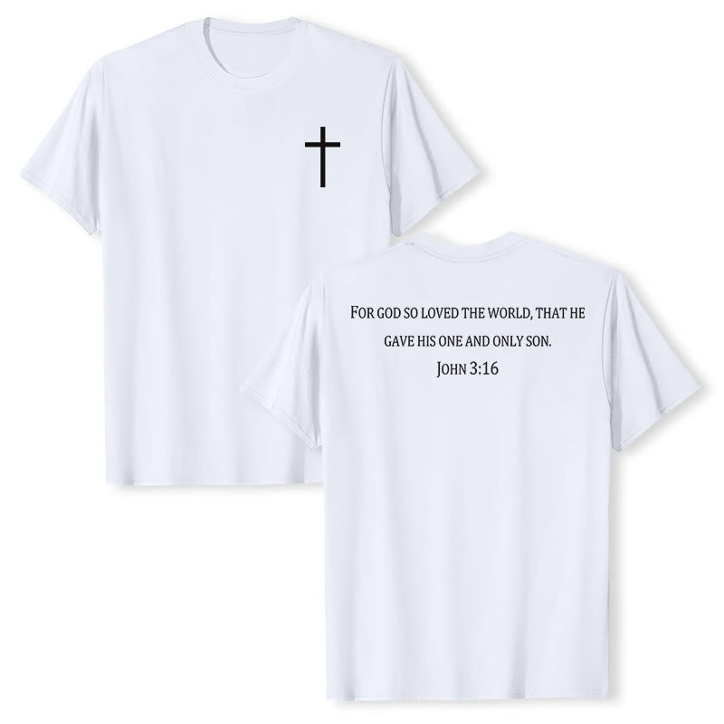 Christianartworkshop Giovanni 3:16 Perché Dio ha tanto amato il mondo - Croce sul petto - Maglietta a maniche corte premium con versetto biblico - Bianco - 2XL - image 6