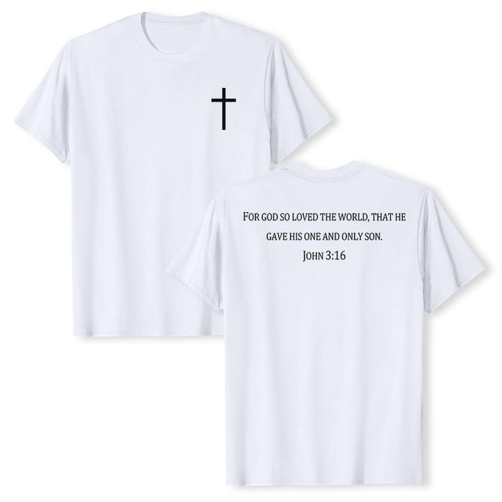 Christianartworkshop Giovanni 3:16 Perché Dio ha tanto amato il mondo - Croce sul petto - Maglietta a maniche corte premium con versetto biblico - Bianco - 2XL - image 6