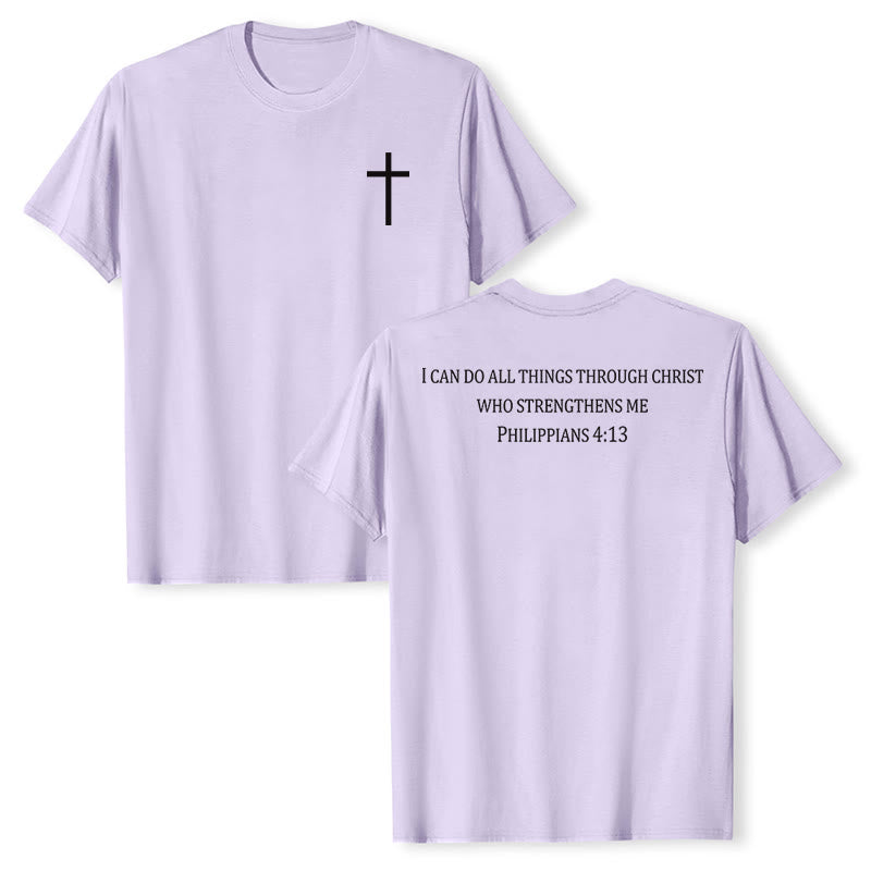 Christianartworkshop Maglietta a maniche corte cristiana di alta qualità con stampa fronte e retro raffigurante la promessa di forza classica e le Scritture. - Viola - 2XL - image 12